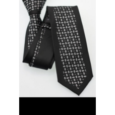 slim line stropdas zwart zilvergrijze ruitjes